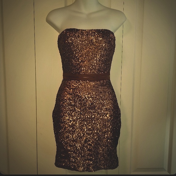 Dress the Population | Dresses | Dress The Population Gold Sequin Mini Dress  | Poshmark